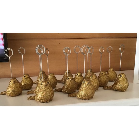 Lot of 15 Gold Glitter Bird Place Card, Photo, Recipe Holders- Pier 1 Imports - Picture 1 of 3